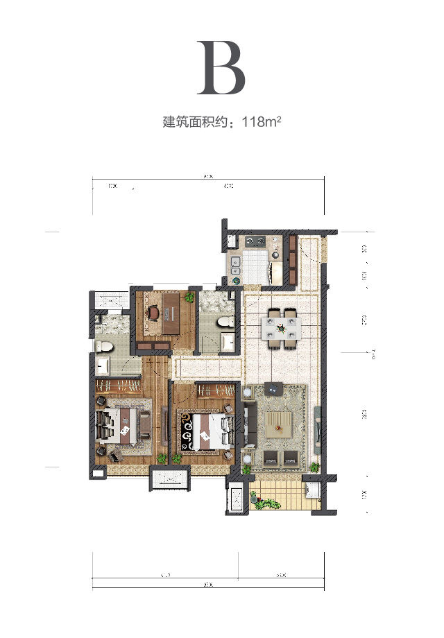 凯发k8一触即发中环云著118㎡户型图